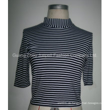 Damen Strick Rayon Striped Mock Nect Tops